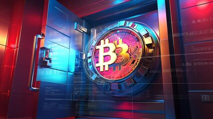 Poster - advanced bitcoin cryptocurrency vault with digital security features generative ai