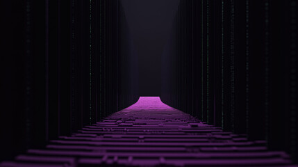 Poster - A Mysterious Corridor: A striking image of a futuristic corridor, bathed in a mysterious purple glow, draws the viewer's eye with its architectural precision and sense of depth