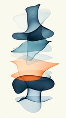 Poster - Abstract layered shapes cool warm color palette