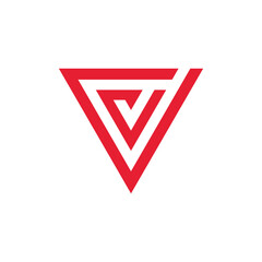 Abstract Triangle Letter V Logo design vector template isolated on white background