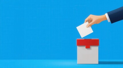 Poster - Voter's hand inserting a ballot into a blockchain-locked digital box