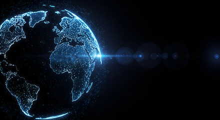 Poster - Abstract Globe Showing World Connectivity in Blue Light Displaying Data Communication