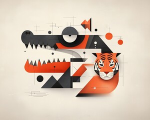 Poster - Crocodile tiger geometric animal illustration
