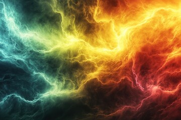 Poster - colorful abstract lightning pattern with vibrant energy and swirling clouds