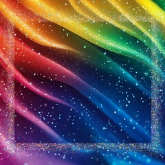 Poster - Rainbow Spectrum Glitter Wave Background with Sparkling Frame, Vibrant Color Gradient