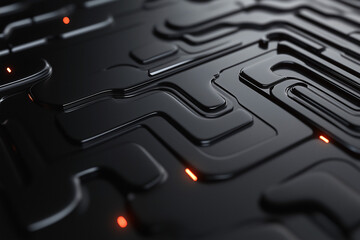 Poster - Cybernetic Circuitry: A close-up, mesmerizing view of a futuristic, high-tech circuit board, showcasing intricate pathways and glowing points. The image represents the intersection of innovation.