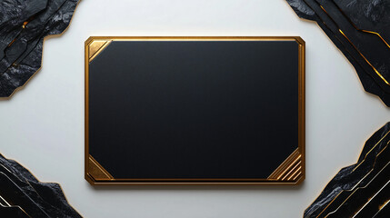 Poster - Elegance in Simplicity: A striking visual showcasing a sleek, black rectangle with a golden frame, creating a sophisticated and captivating presentation.