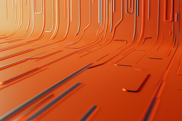 Poster - Abstract Orange Design: A visually engaging abstract design with flowing lines and gradients, evoking a sense of technological interconnectedness, innovation, and modern aesthetics.