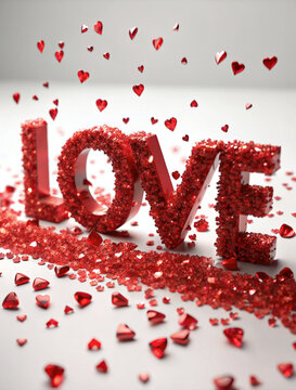 Heartfelt Love Text with Decorative Red Heart Designs on a White Background (3)