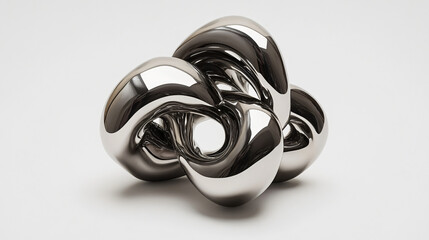 Poster - Exquisite metal object displayed on a white surface highlighting its reflective qualities and unique design in a minimalistic setting.