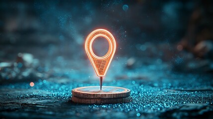 Poster - Glowing map pin digital icon