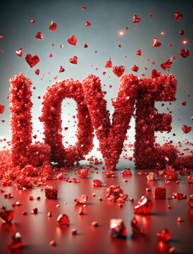 Heartfelt Love Text with Decorative Red Heart Designs on a White Background (5)