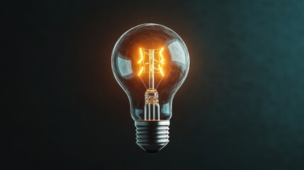 Poster - A glowing incandescent light bulb illuminating a dark background with warm light radiating, creating a beautiful and inviting atmosphere for photography.
