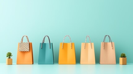 Poster - Pastel shopping bags minimalist e commerce product