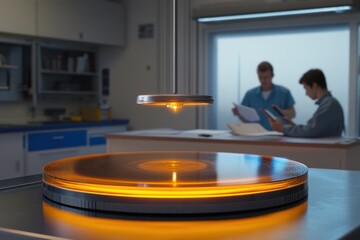 Poster - Advanced technology in a laboratory demonstrating levitation techniques with precision instruments