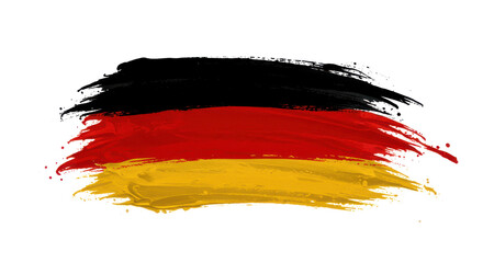 Poster - A brush stroke painting of the german flag with black red and yellow on a black background art
