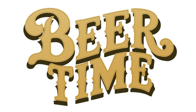 Beer time Inscription on transparent background. Design elements for a bar. Vector graphic
