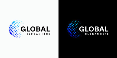 Poster - geometric polygonal hexagon globe vector logo design with modern, simple, clean and abstract style.