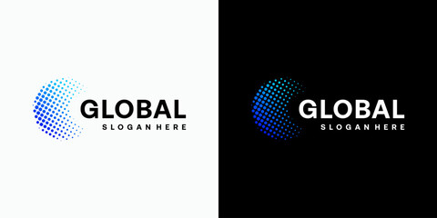 Poster - geometric polygonal hexagon globe vector logo design with modern, simple, clean and abstract style.