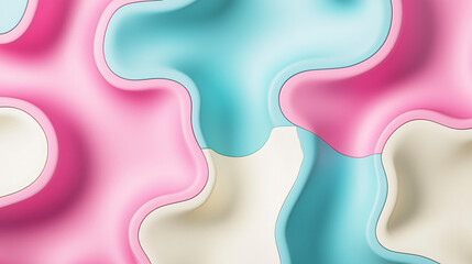 Poster - Soft pink and blue background featuring jagged edges intersecting with rounded forms creating a unique visual contrast and aesthetic.