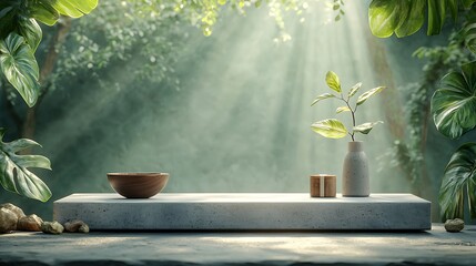 Poster - Serene nature scene with sunlight and simple objects
