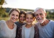 © shu - child family portrait woman mother man father grandmother daughter group smiling happy adult girl grandparent generation female grandchild together senior grandfather son boy three