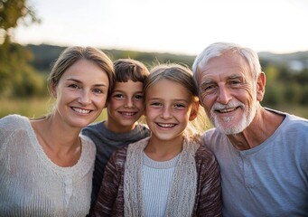 child family portrait woman mother man father grandmother daughter group smiling happy adult girl gr