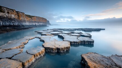 Poster - Serene sunrise rocks and water