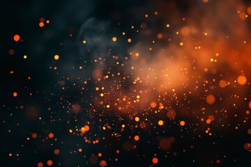 Wall Mural - Abstract Orange Bokeh Lights Floating in a Dark Atmospheric Background