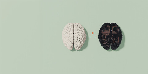 Poster - Brain's digital transformation: The image embodies the concept of artificial intelligence and its impact on human intellect.