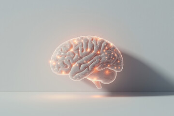 Poster - brain's illumination: a side view of a human brain rendered with artistic flair, its contours highli