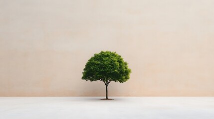 Poster - Single green tree minimalist nature background