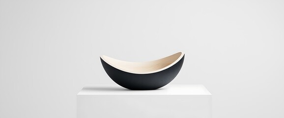 Poster - Sleek black curved bowl on white background