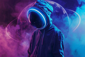Poster - spacesuit helmet displays a modern, high-tech generative ai