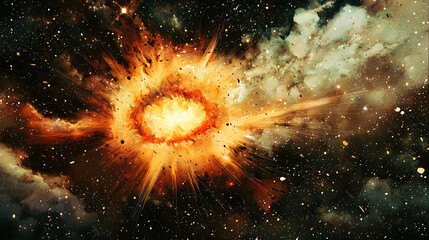 Poster - A brilliant star exploding in the night sky creating a dazzling display of light and color in the cosmic realm of outer space.