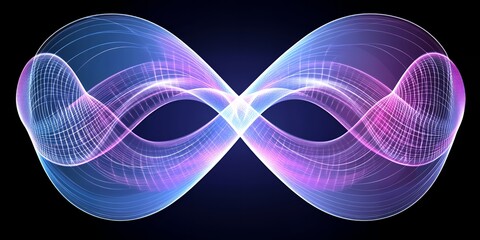 Poster - Abstract Infinity Loop Design Glowing Pink Blue Waves Technology Background