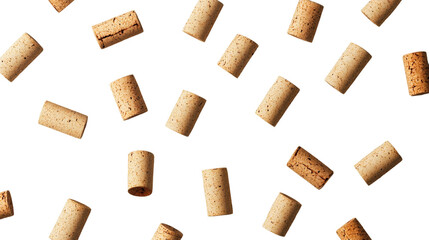 Floating corks on a transparent background create a dynamic effect