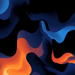 Poster - Abstract Blue Orange Fluid Shapes Digital Art Background Design
