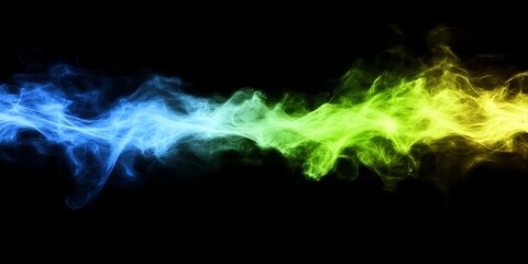 Poster - Abstract Blue and Green Energy Flowing Smoke Design Background Illustration