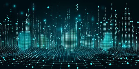Poster - Futuristic Cityscape Digital Data Network Abstract Background Technology