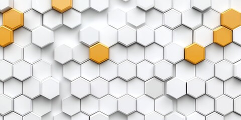 Poster - Abstract White and Gold Hexagon Pattern Background Texture Design