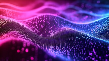 Poster - A 3D holographic wave of shimmering digital pixels