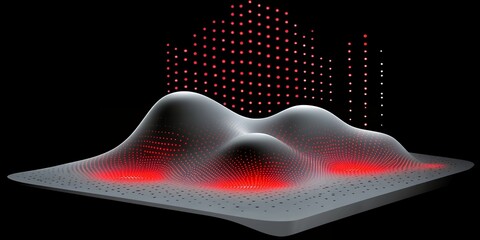 Poster - Abstract 3D Surface with Red Light Dots Data Visualization Technology Background