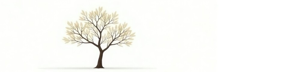 Wall Mural - Single isolated tree branch on white background, solitude, nature, branch