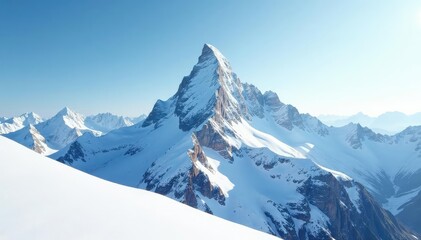 Wall Mural - snow-covered mountain peak, pristine white landscape, cold, beauty, frost