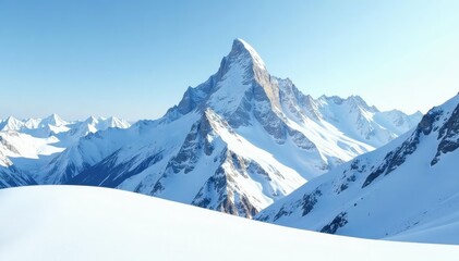 Wall Mural - snow-covered mountain peak, pristine white landscape, ice, clean