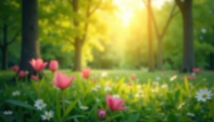 Canvas Print - abstract blurred nature scene, soft focus bokeh , abstract, dreamy