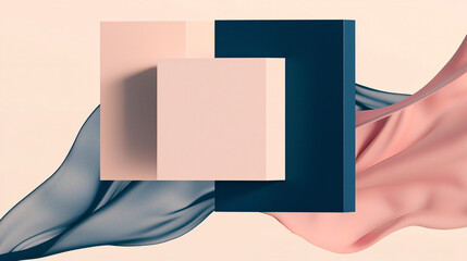 Poster - a pink and blue abstract background highlighting vibrant rectangular and triangular forms.