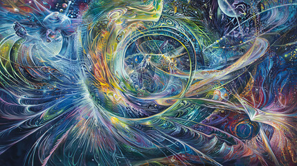 Poster - Striking painting of a swirl featuring rich colors and dynamic movement capturing the essence of artistic fluidity and design.