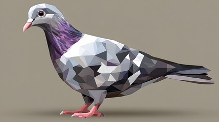 Poster - Artistic minimalist abstract polygonal illustration of a pigeon capturing the essence of urban wildlife in a unique style
